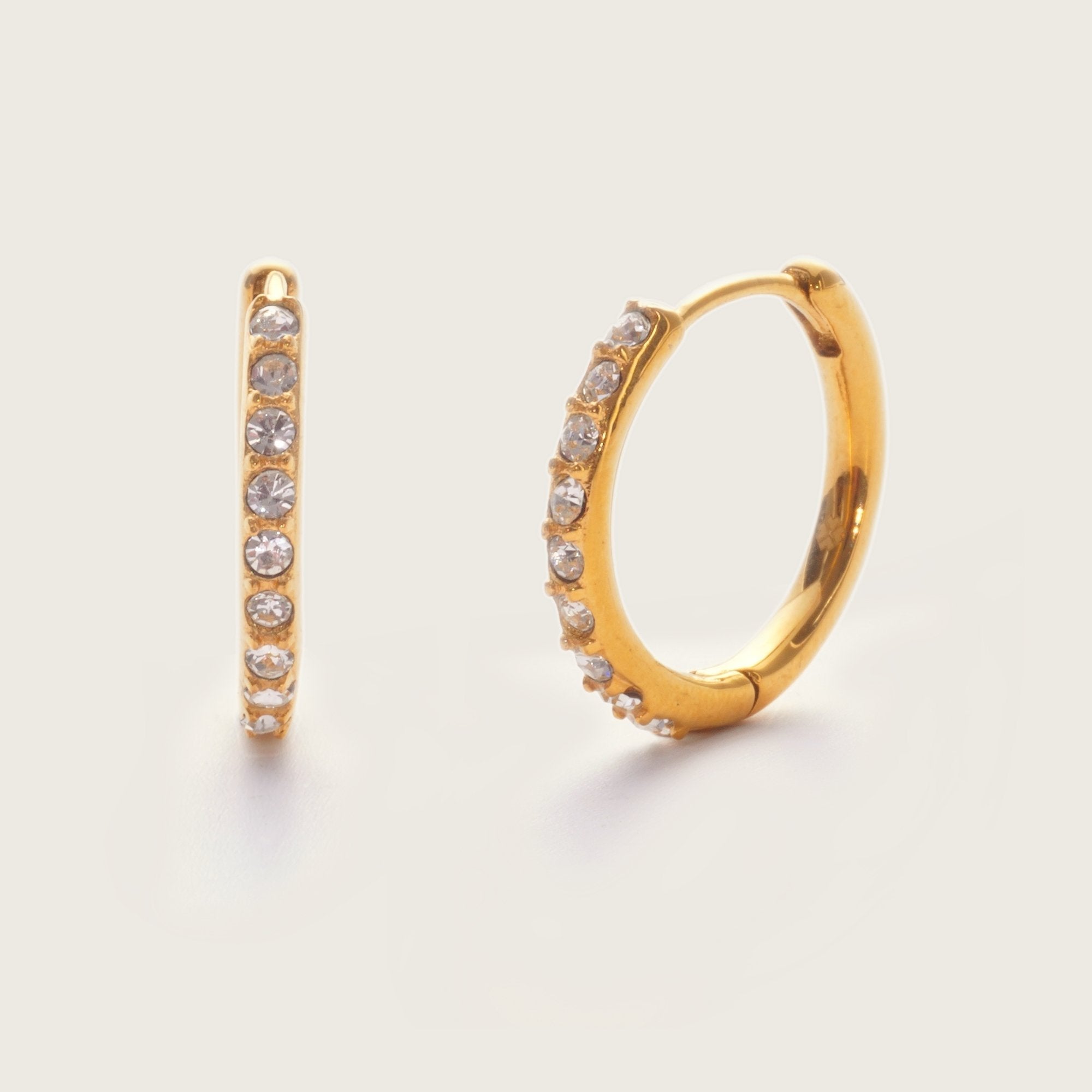 Gold Crystal Mini Hoops 12mm