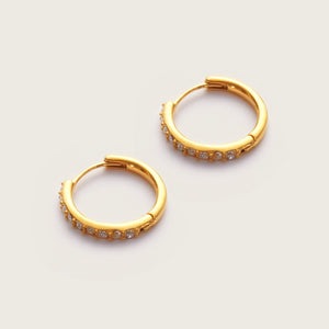 Gold Crystal Mini Hoops 12mm - Pre-order Lifestyle