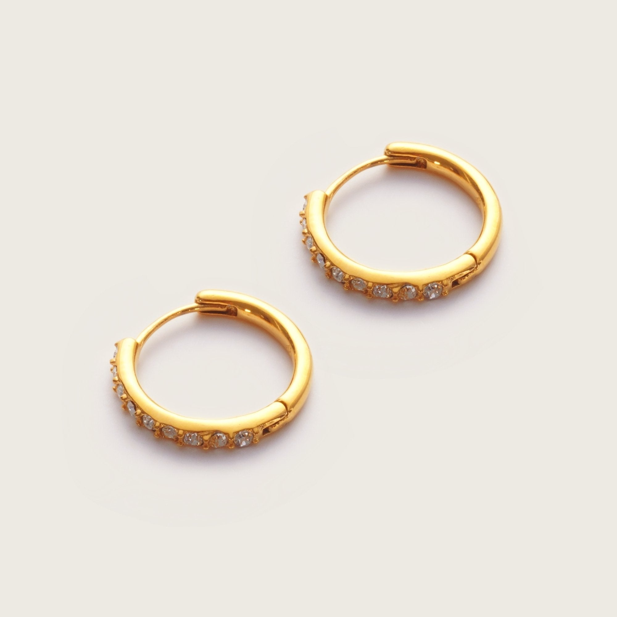 Gold Crystal Mini Hoops 12mm