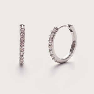 Silver Crystal Mini hoops 12mm - Pre-order