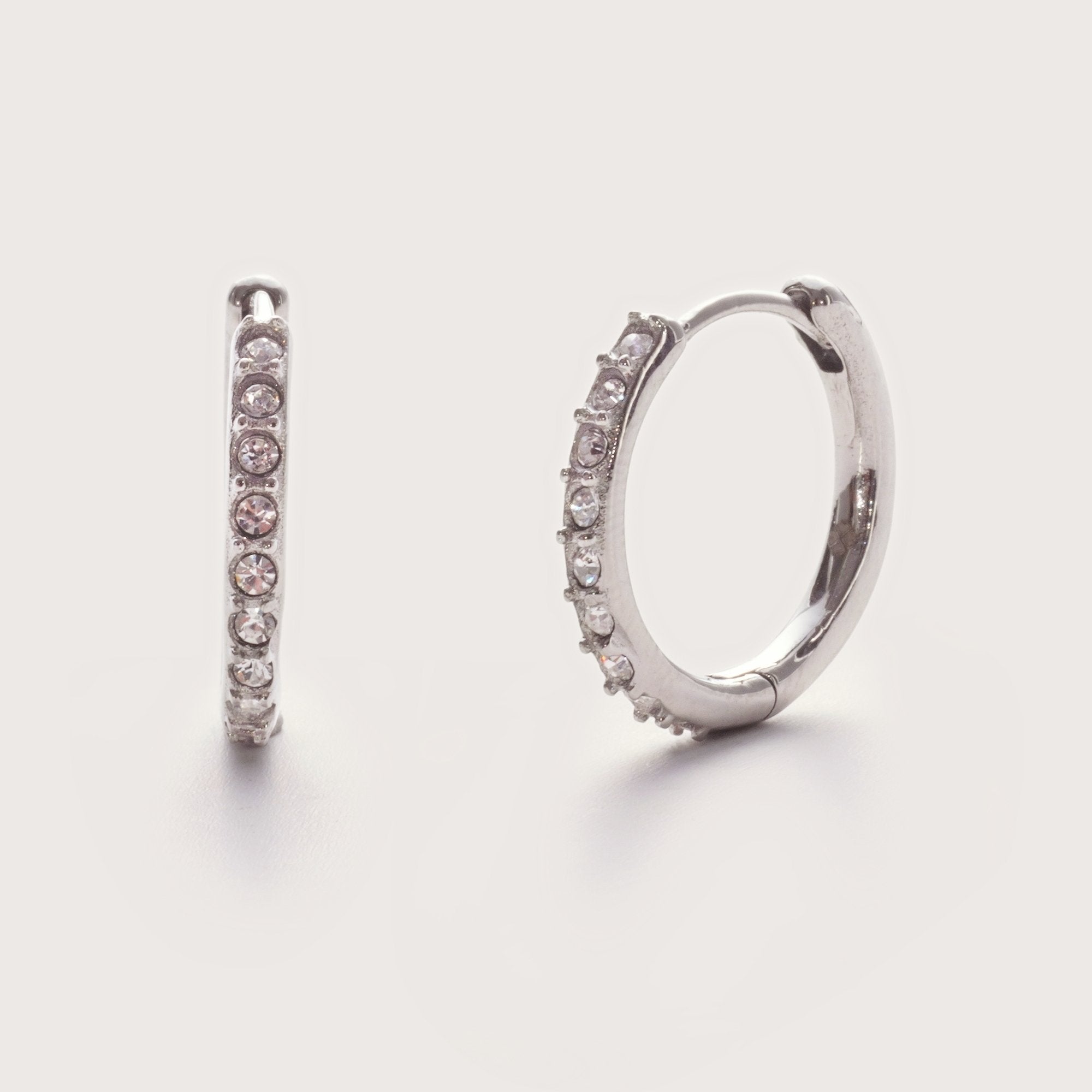 Silver Crystal Mini hoops 12mm