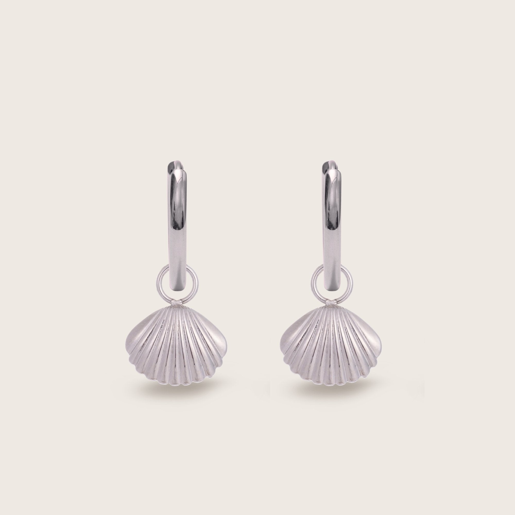 Silver Shell Charm Huggies
