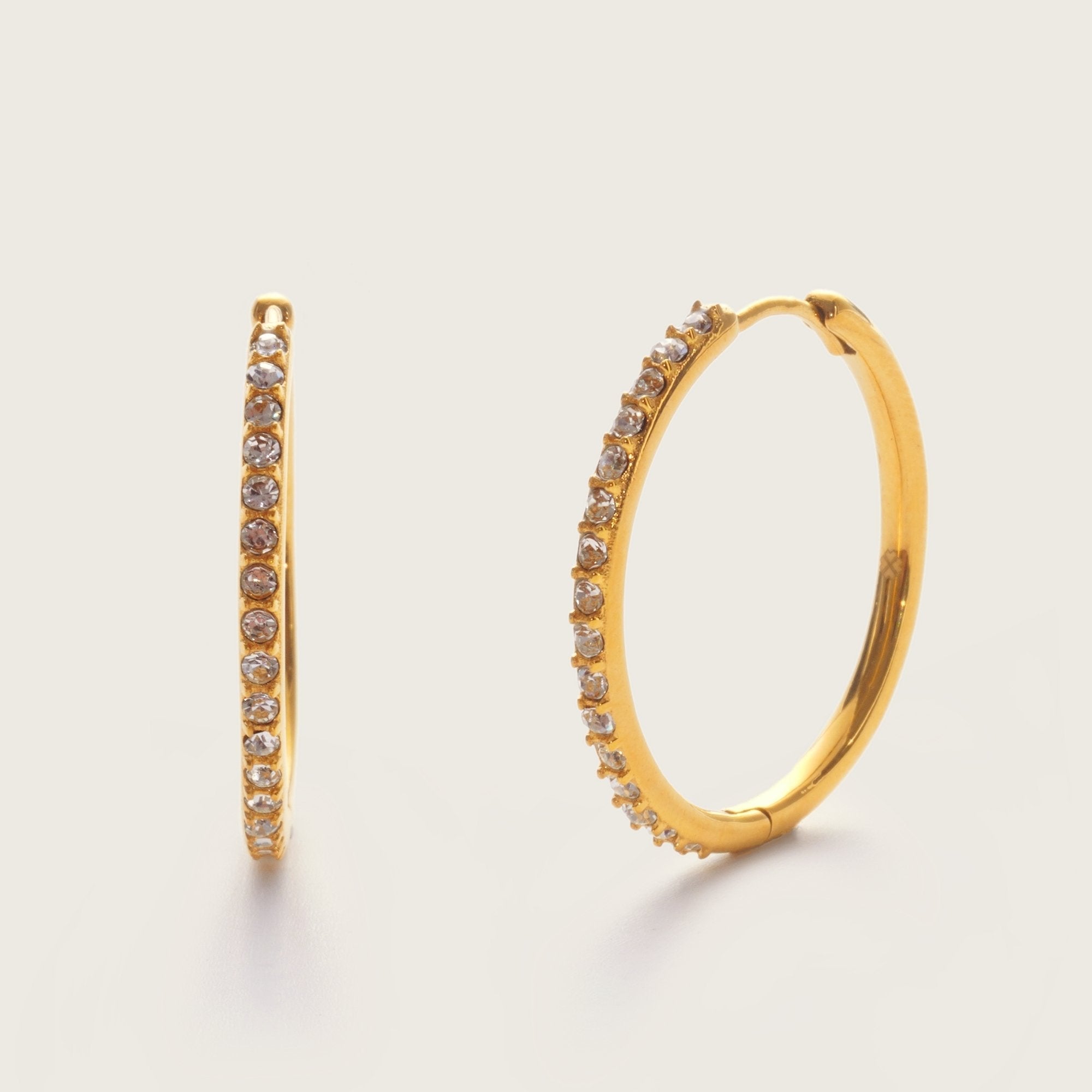 Gold Crystal Midi Hoops 20mm