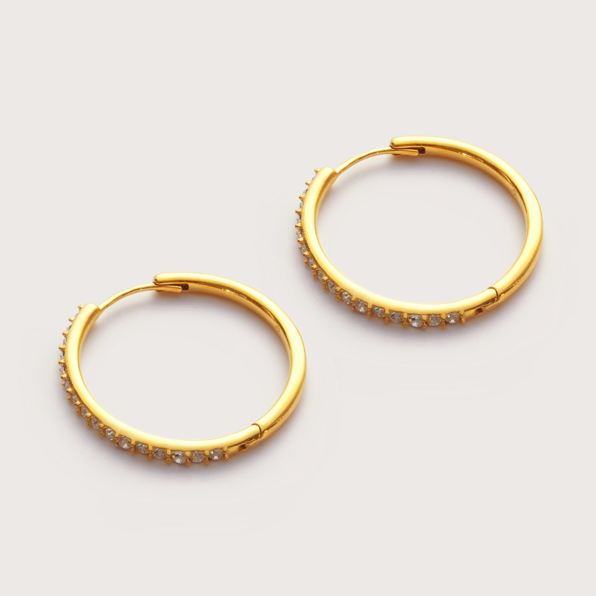 Gold Crystal Midi Hoops 20mm