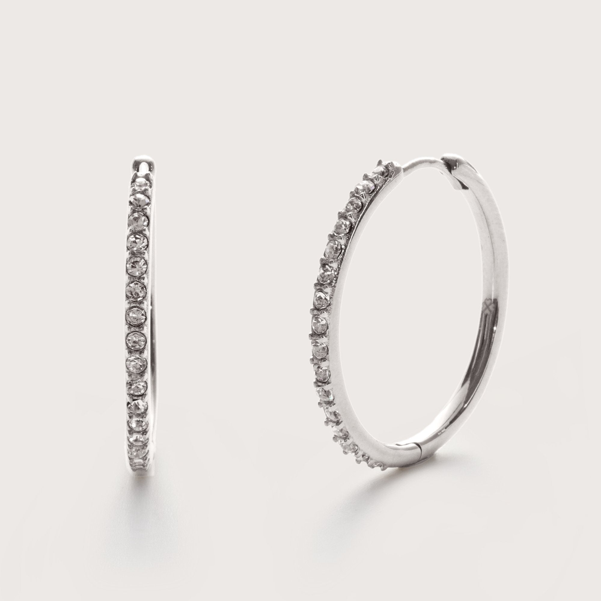 Silver Crystal Midi Hoops 20mm - Pre-order