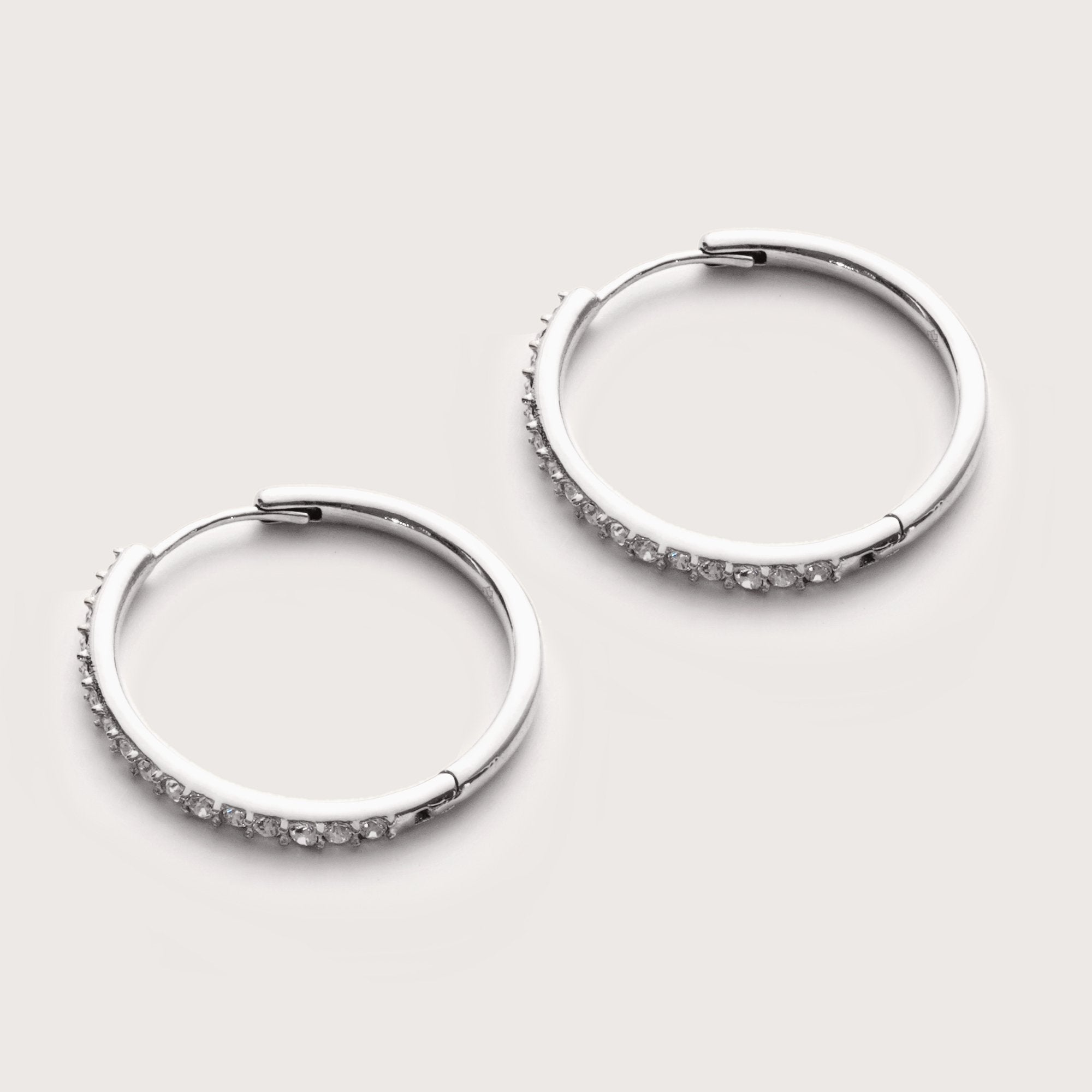 Silver Crystal Midi Hoops 20mm