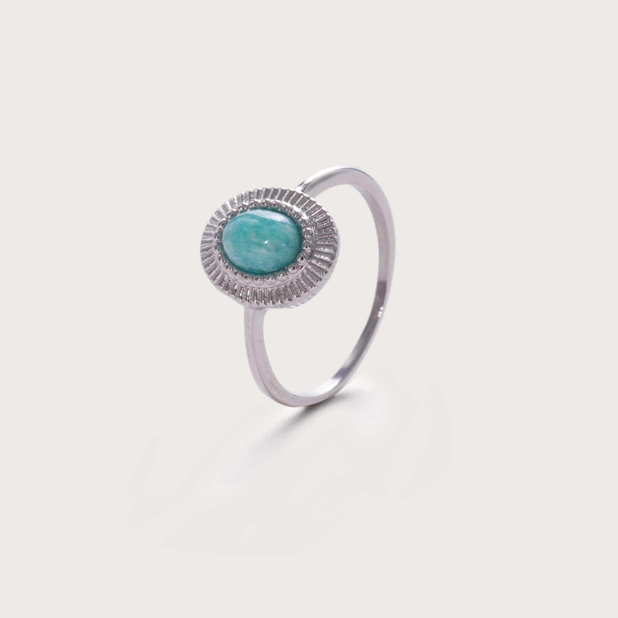 Silver Amazonite Ridged Ring