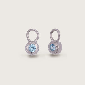 Silver Crystal Aquamarine Molten Round Charms