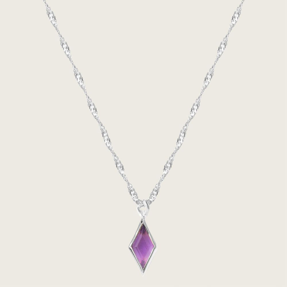 Silver Ethereal Amethyst February Birthstone Pendant Necklace