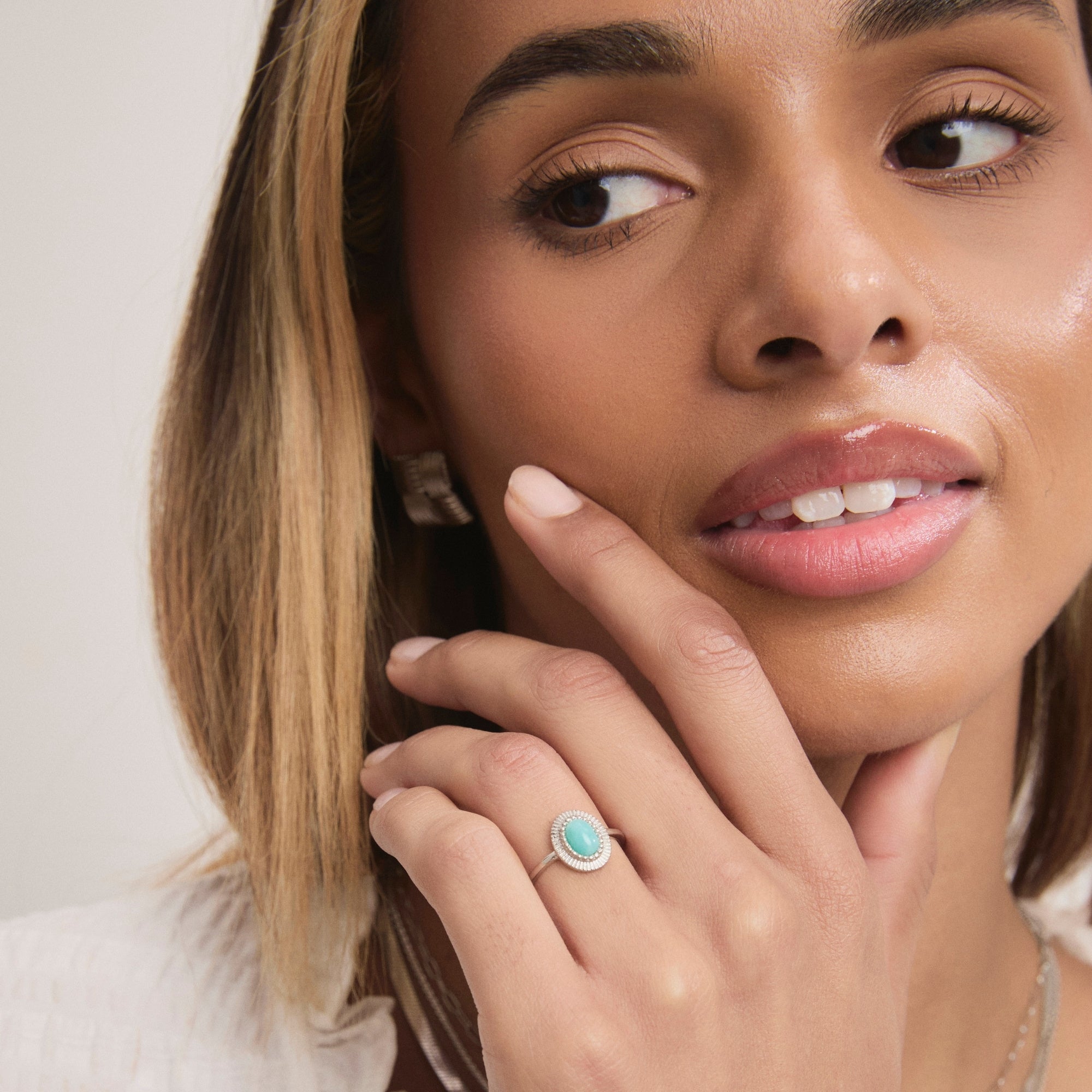 Silver Amazonite Ridged Ring