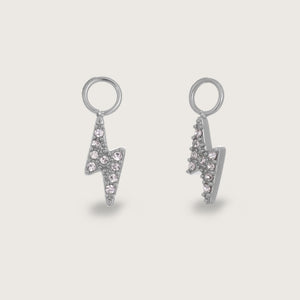 Silver Crystal Lightning Bolt Earring Charms
