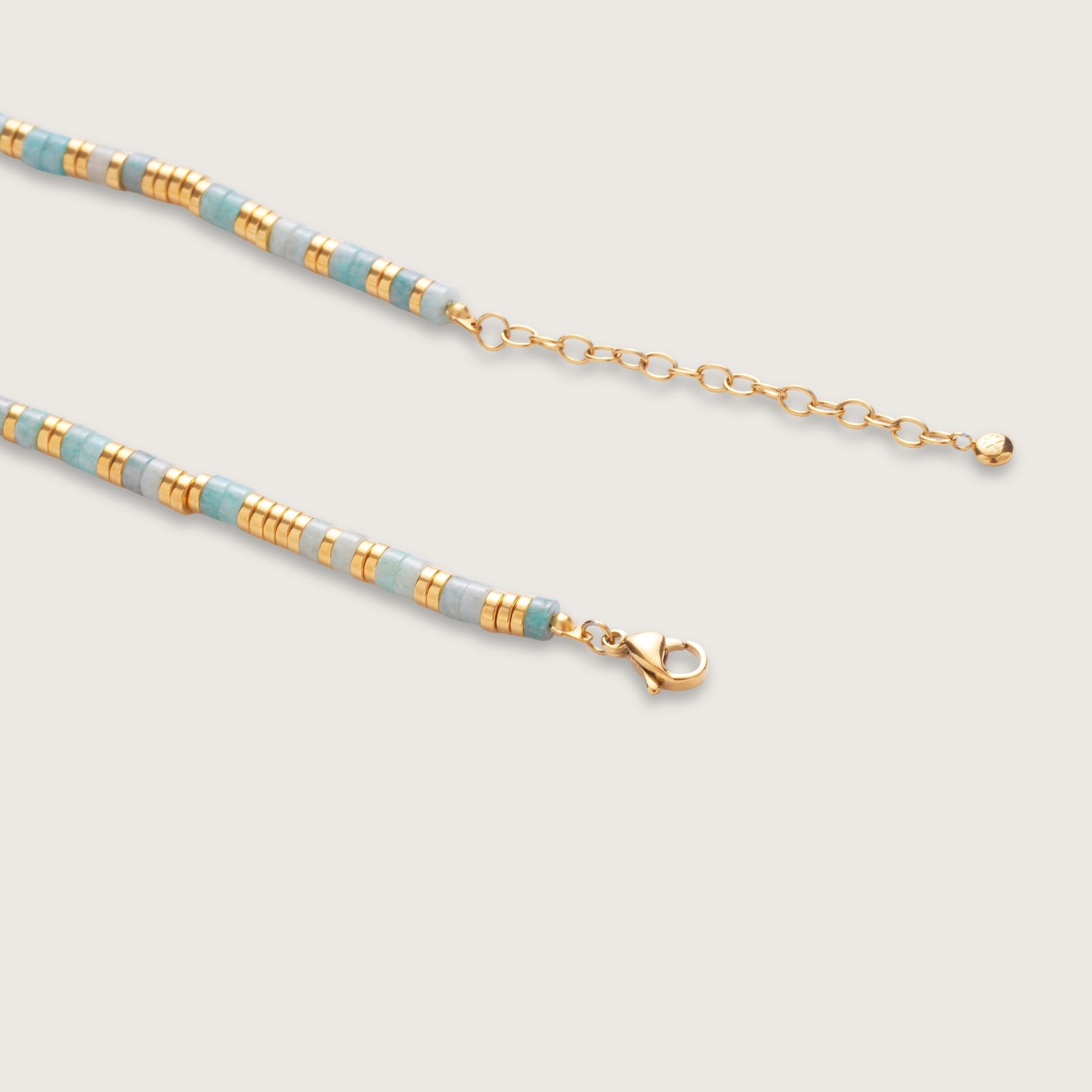 Gold Bahia Amazonite Beaded Necklace