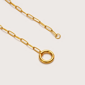 Gold Long Paperclip Charm Necklace Lifestyle