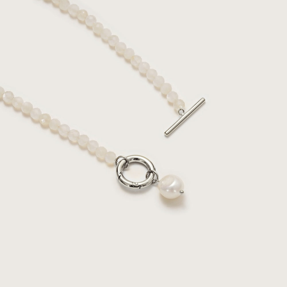 Silver Cala Moonstone Pearl Necklace