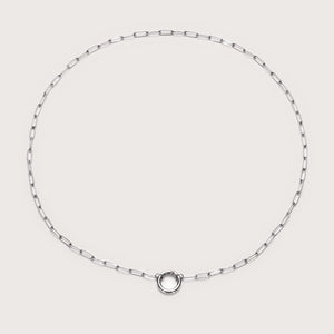 Silver Long Paperclip Charm Necklace