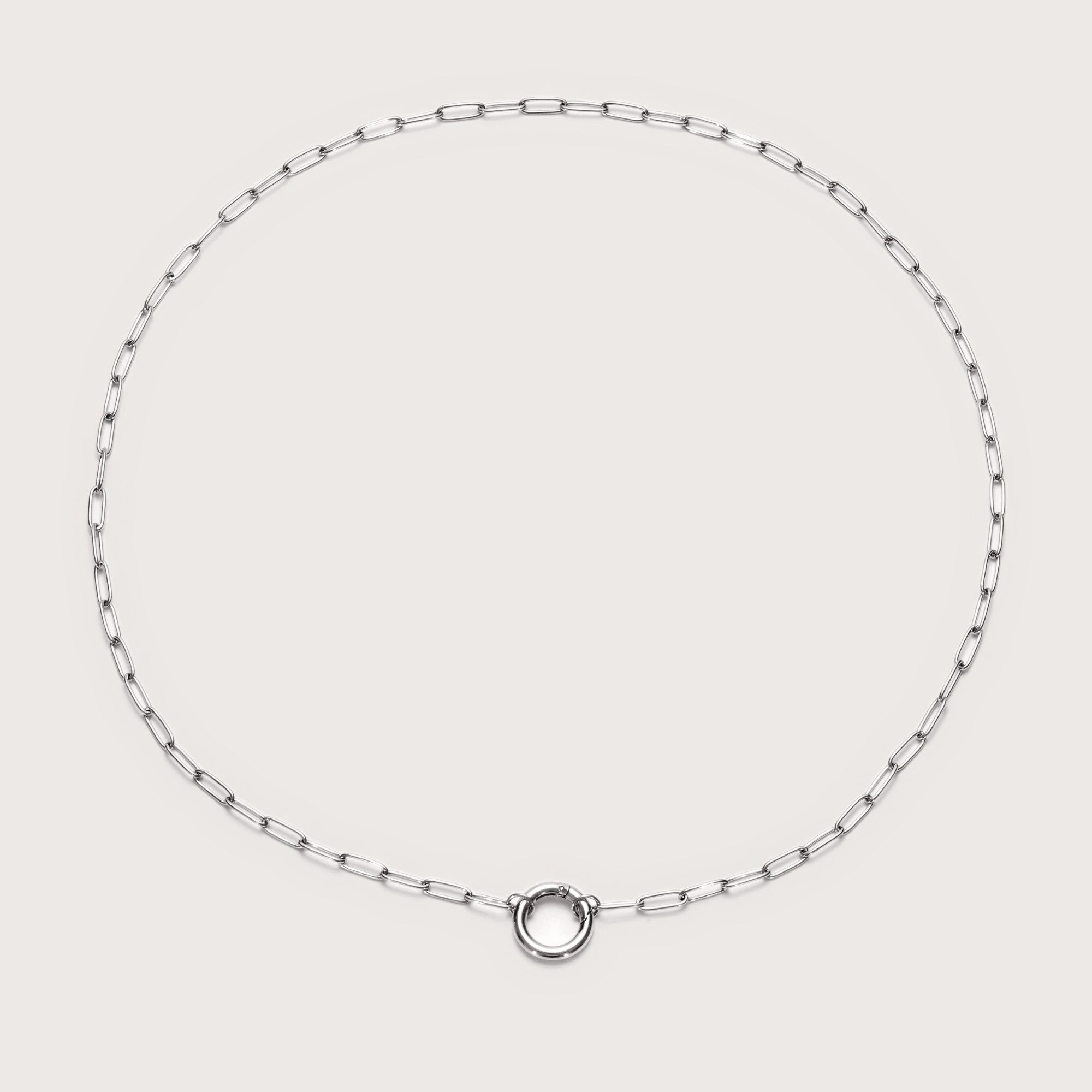 Silver Long Paperclip Charm Necklace