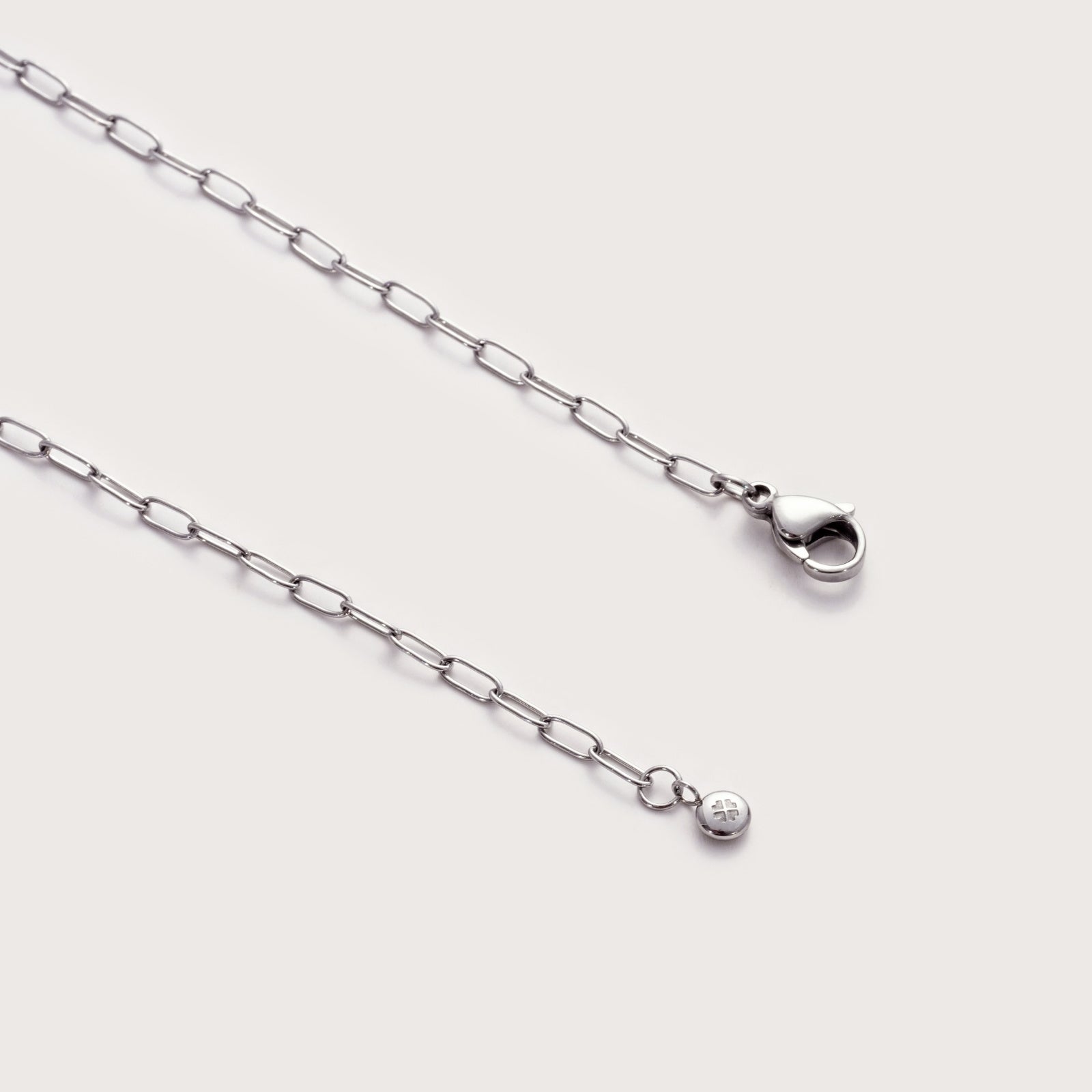 Silver Mini Paperclip Necklace on model