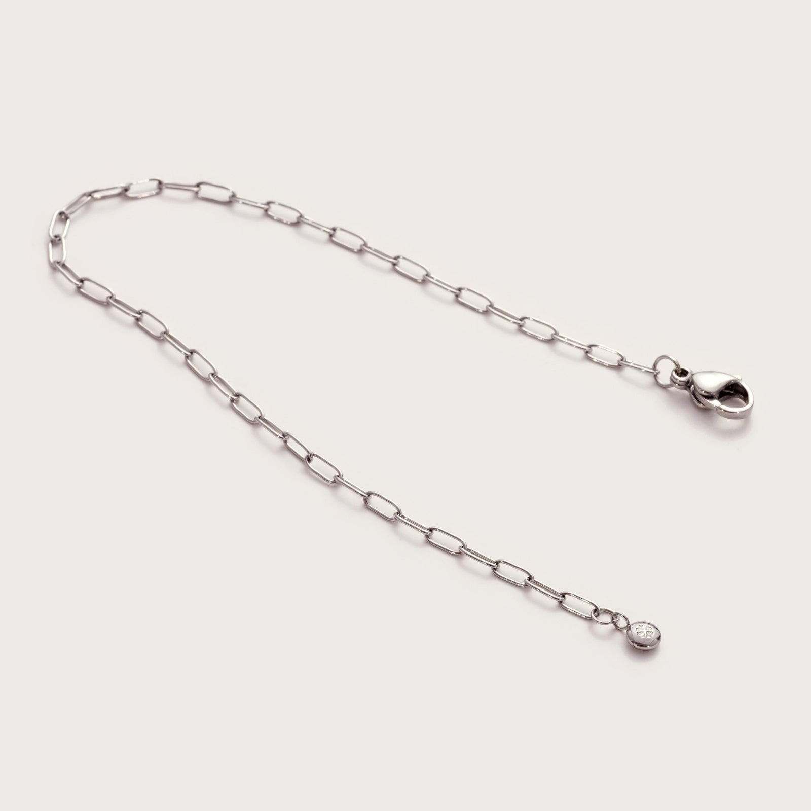 Silver Mini Paperclip Bracelet on wrist