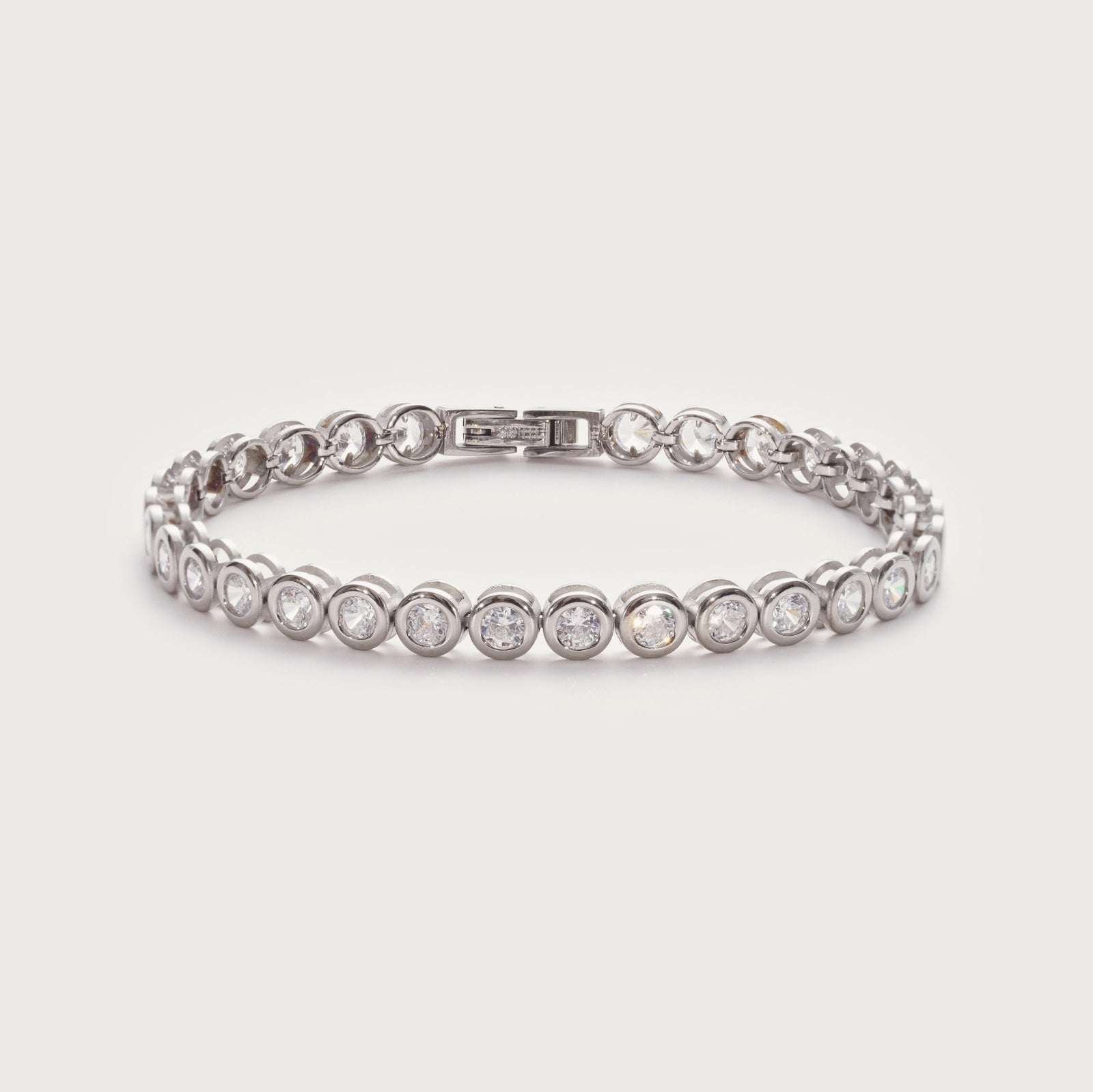 Silver Round Bezel Tennis Bracelet – waterproof silver bezel-set tennis bracelet