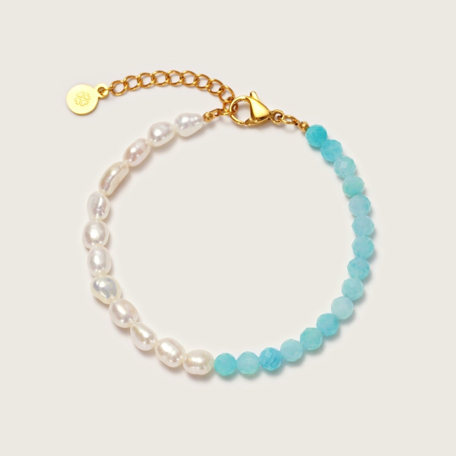 Gold Ona Amazonite Pearl Bracelet