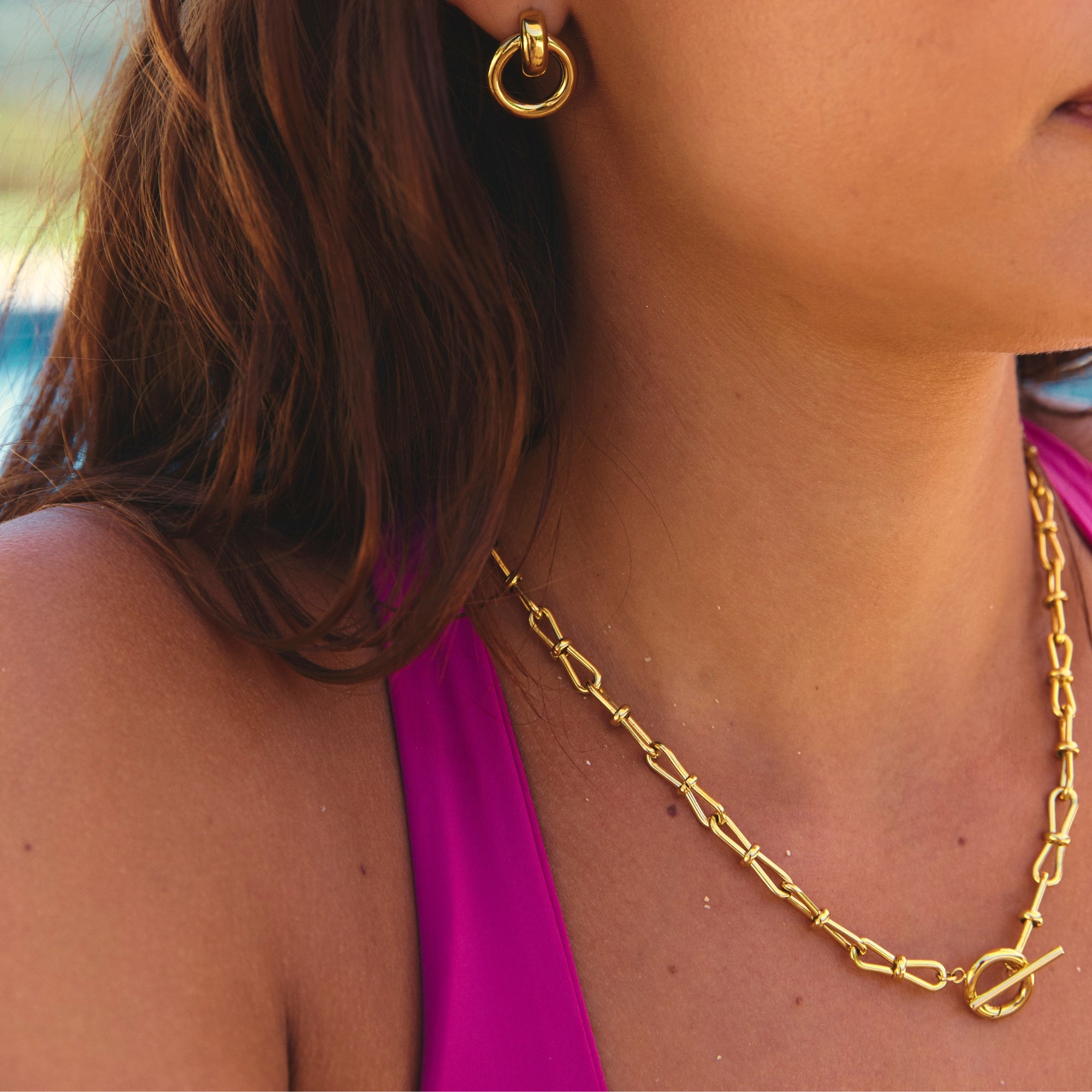Gold Chunky Knot Chain Necklace