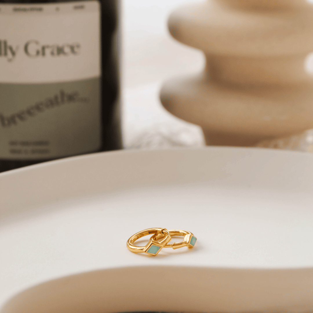 Gold Ethereal Amazonite Huggie Earrings