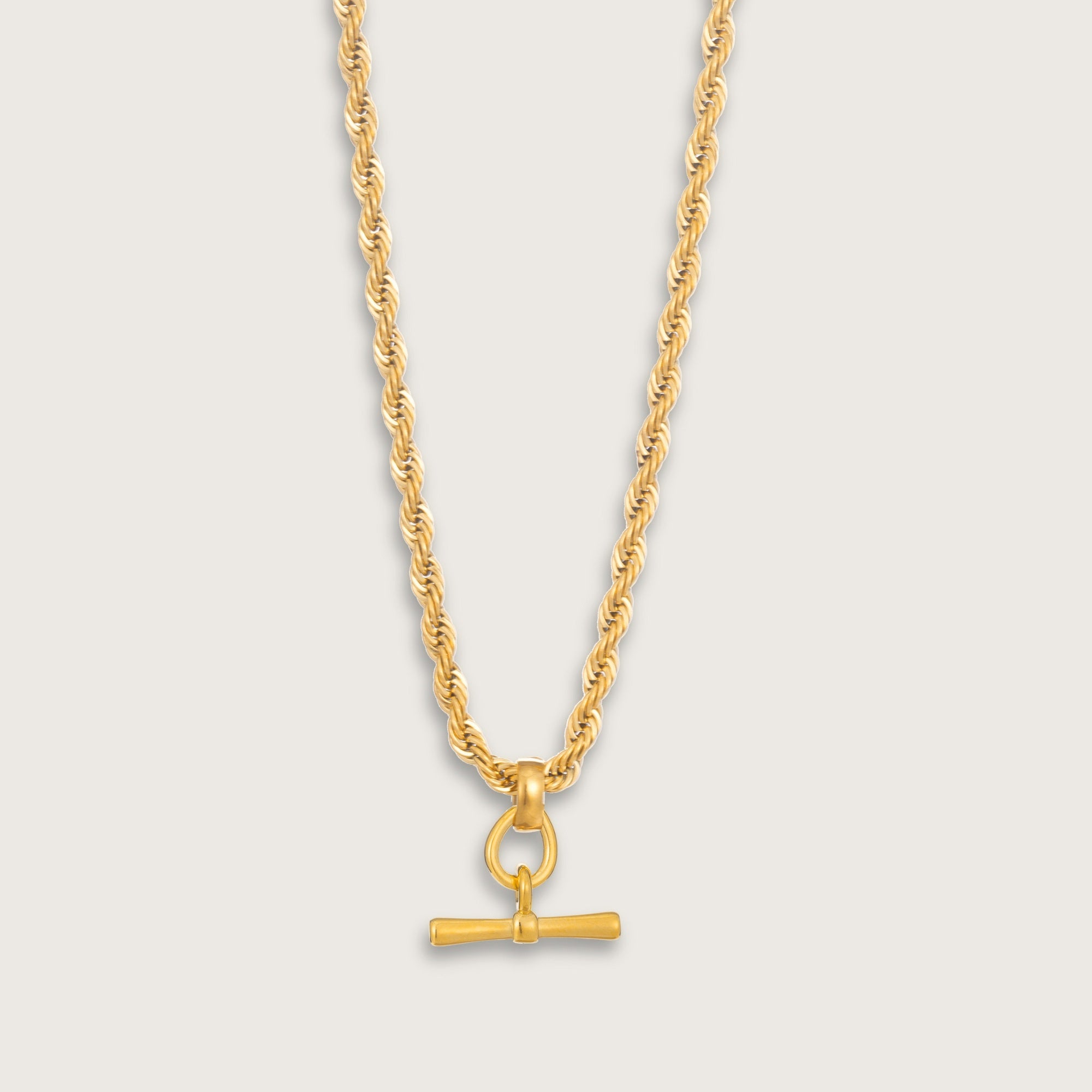 Gold Rope Chain T-Bar Necklace