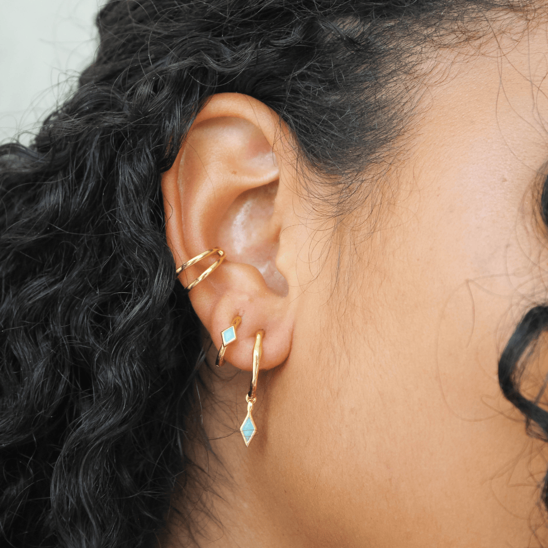 Gold Ethereal Amazonite Huggie Earrings