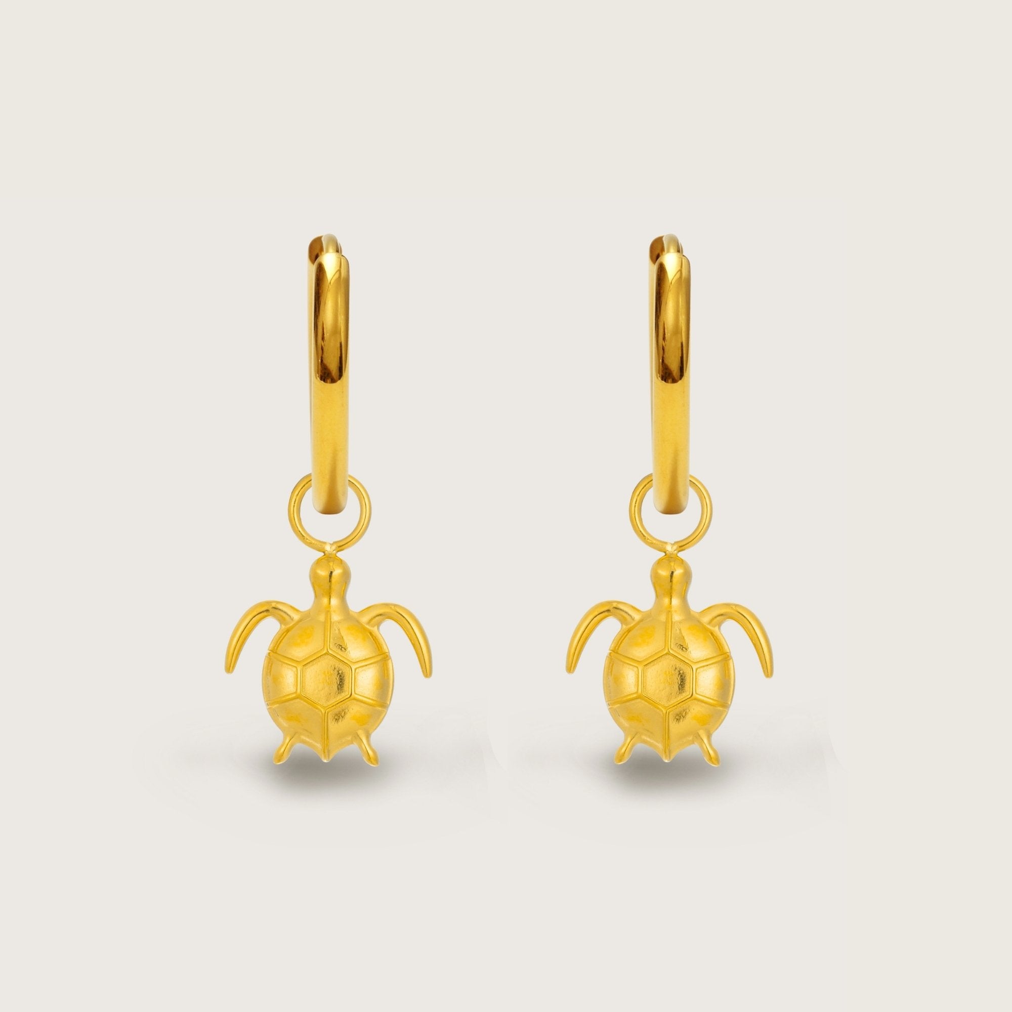 Gold Turtle Charm Huggies