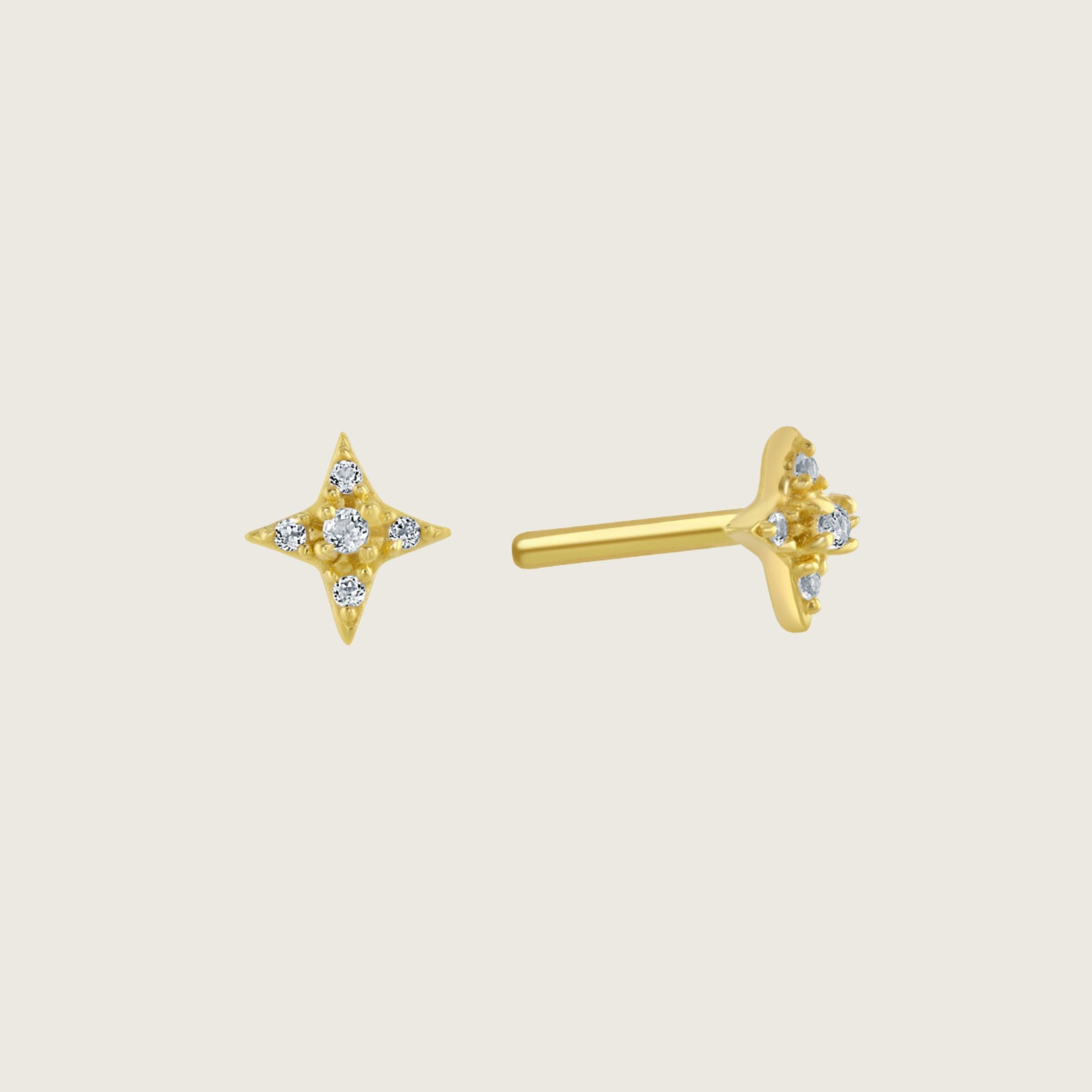 Gold Celestial Star Stud Earrings