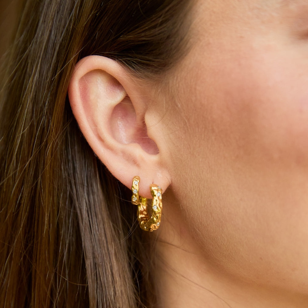 Gold Aura Dawn Crystal Huggies