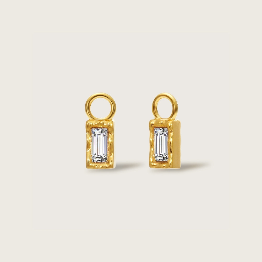 Gold Crystal Molten Baguette Charms
