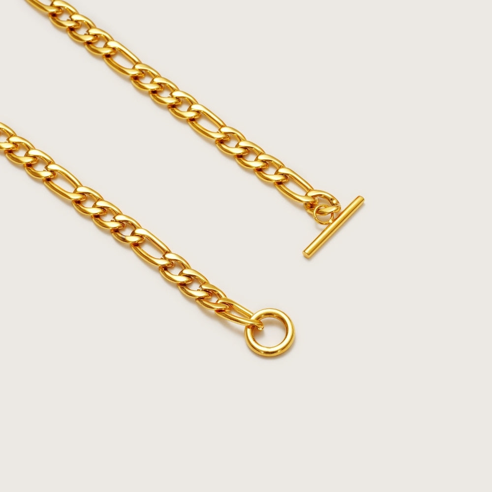 Gold Chunky Figaro T-Bar Choker Necklace