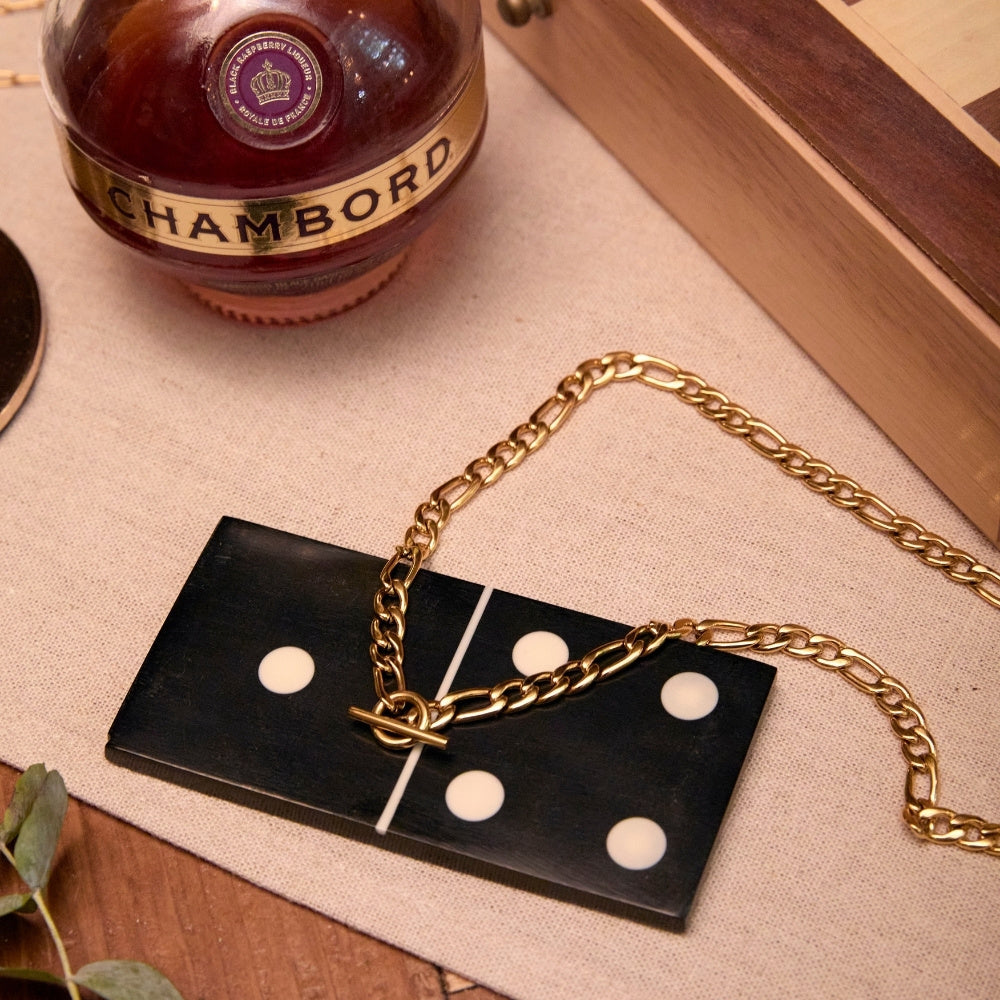 Gold Chunky Figaro T-Bar Choker Necklace