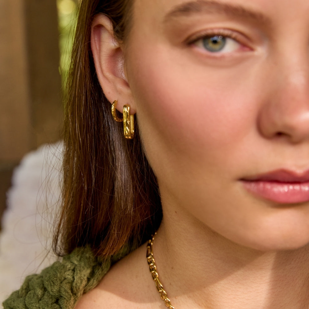 Gold Molten Ovate Hoops