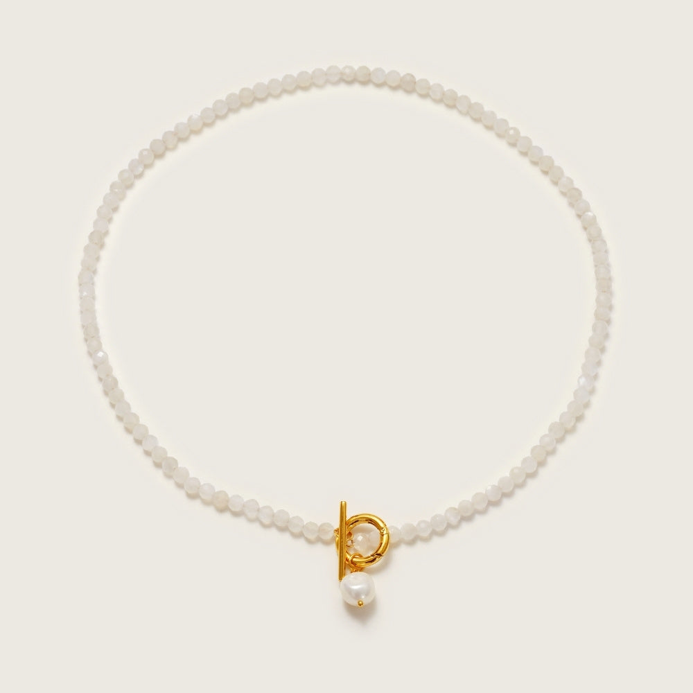 Gold Cala Moonstone Pearl Necklace
