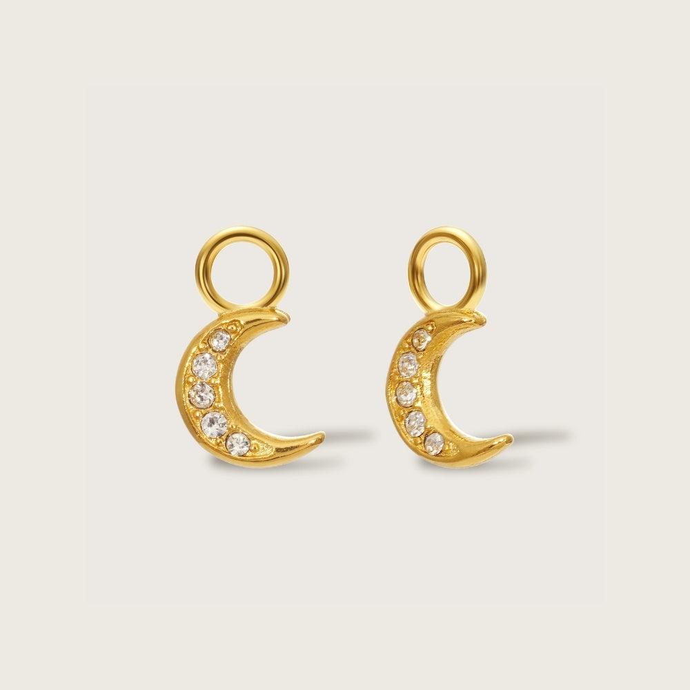 Gold Crystal Moon Charms