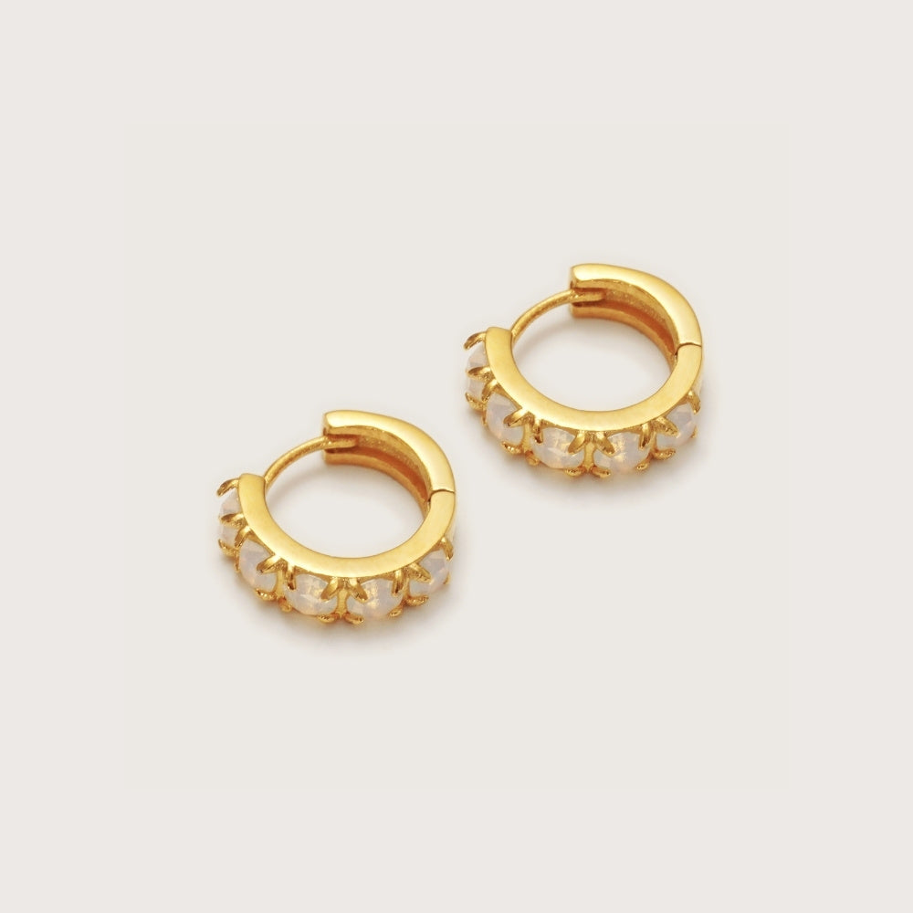 Gold Moonstone Huggies