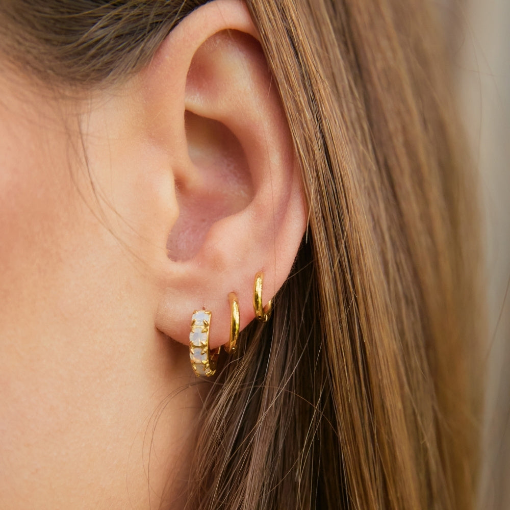 Gold Moonstone Huggies