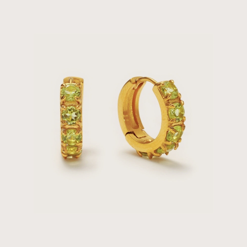 Gold Peridot Gemstone Huggies