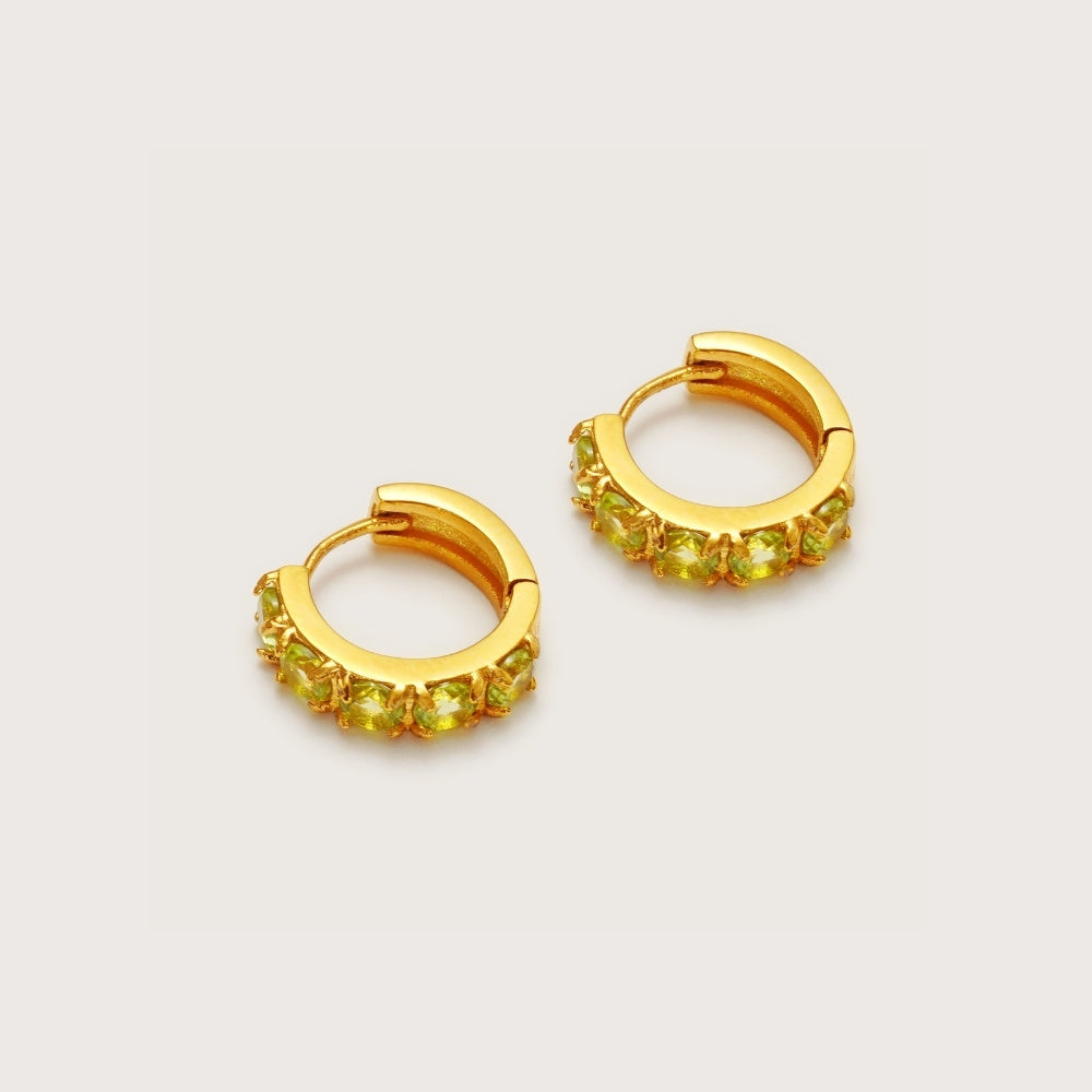 Gold Peridot Gemstone Huggies