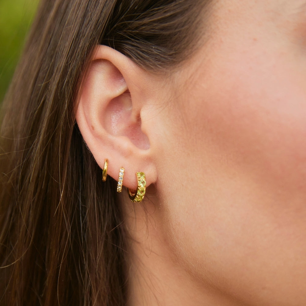 Gold Peridot Gemstone Huggies