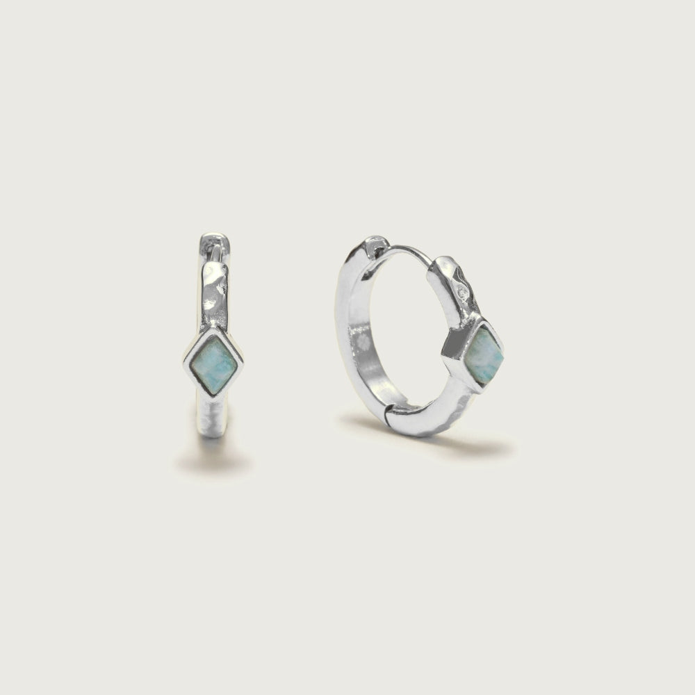 Silver Ethereal Amazonite Huggies