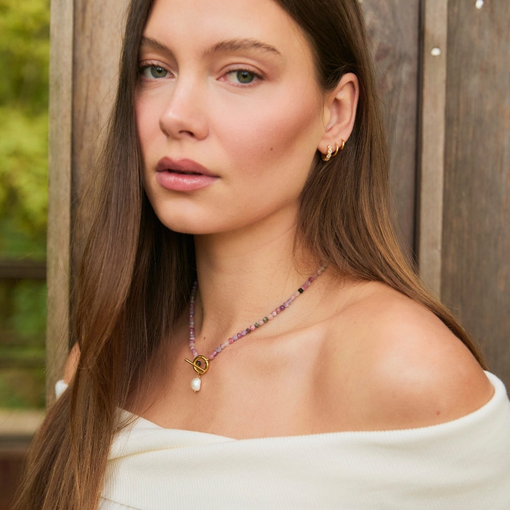 Gold Cala Tourmaline Pearl Necklace
