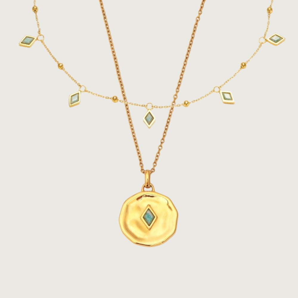 Gold Ethereal Amazonite Necklace Layering Set
