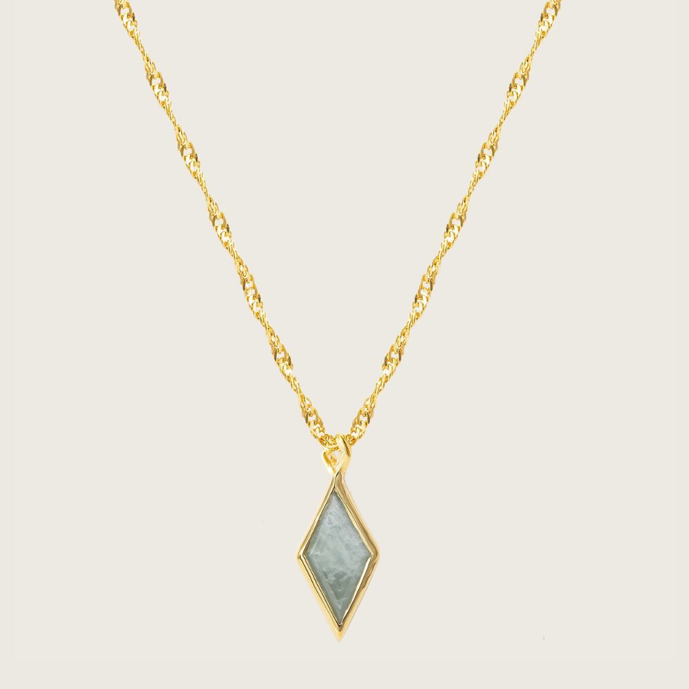 Gold Ethereal Aquamarine March Birthstone Pendant Necklace