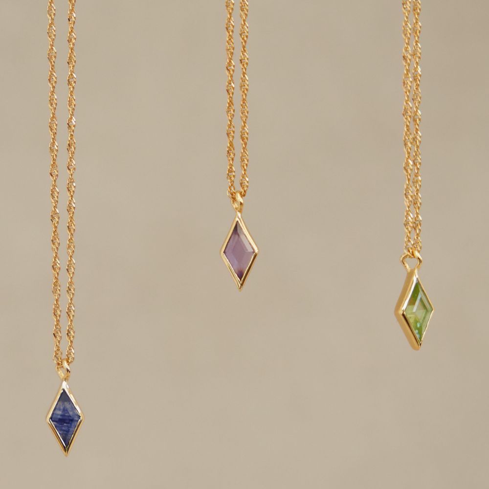 Gold Ethereal Amethyst February Birthstone Pendant Necklace