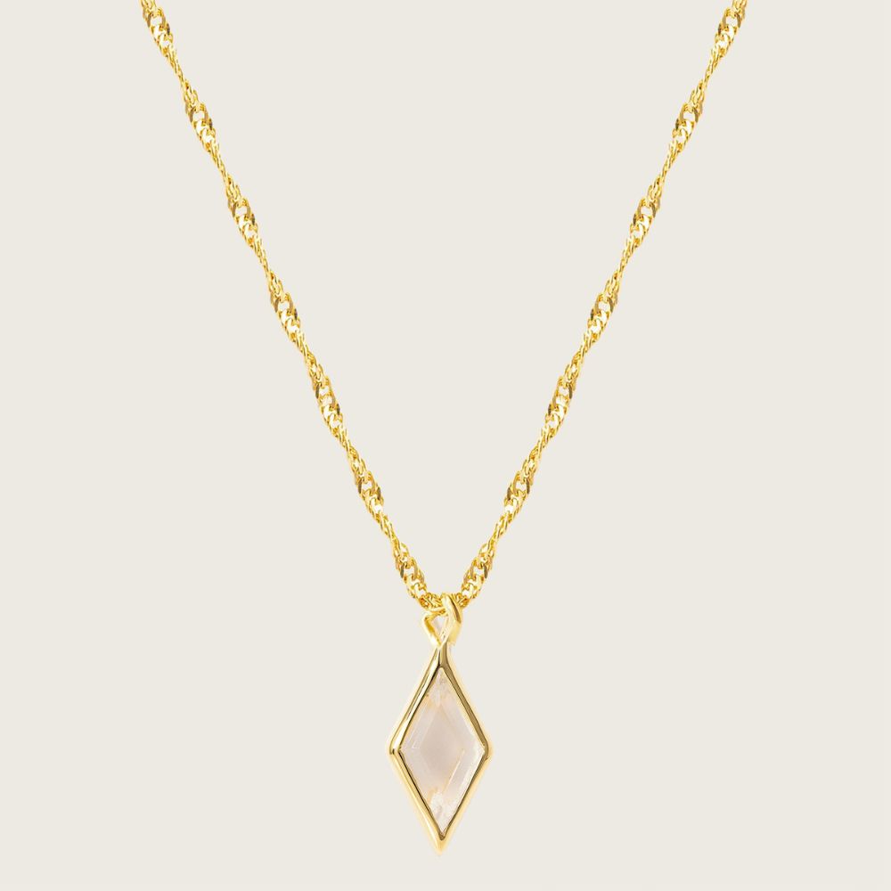 Gold Ethereal White Topaz April Birthstone Pendant Necklace