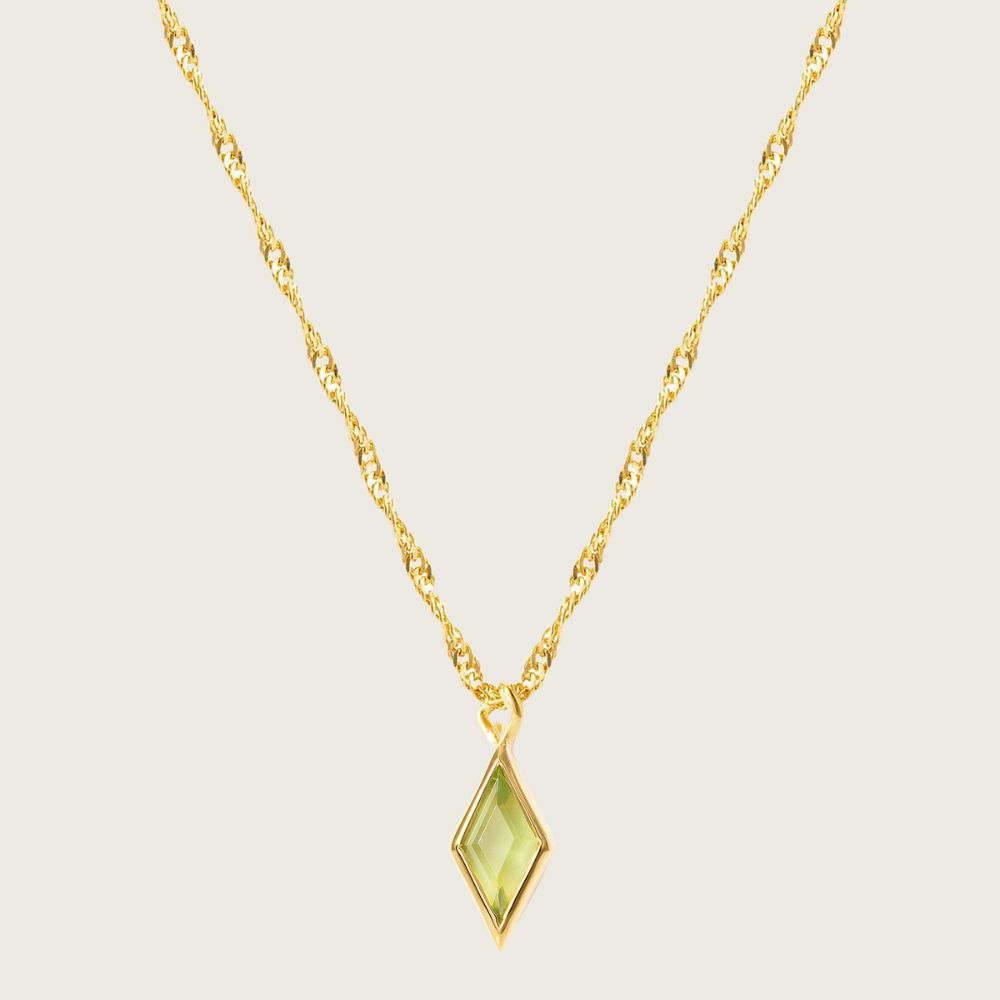 Gold Ethereal Peridot August Birthstone Pendant Necklace