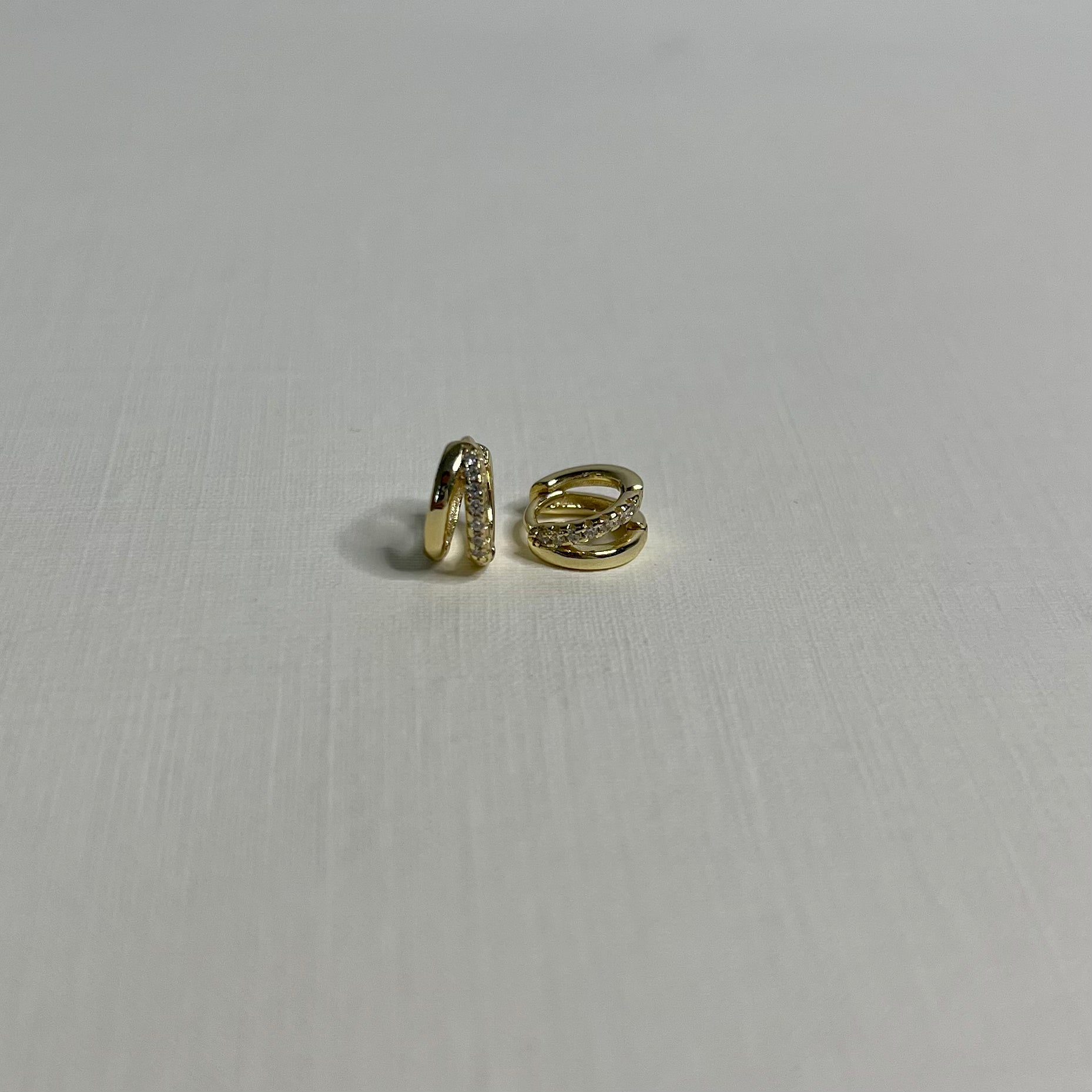Sample Sale Gold Clear CZ Double Cartilage Clickers (Sterling Silver)